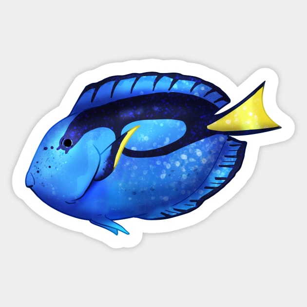 Cozy Blue Tang Sticker by Phoenix Baldwin